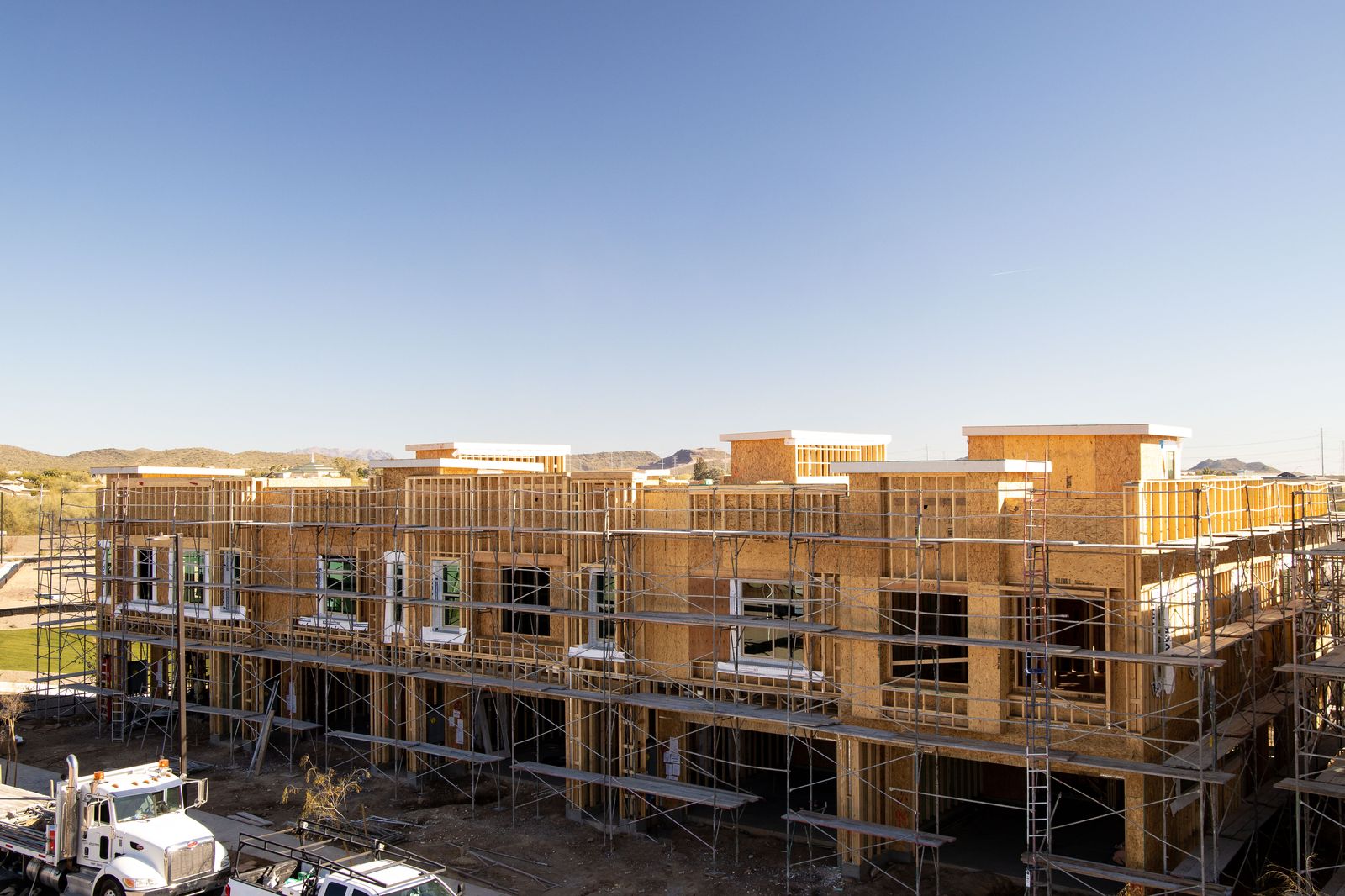 3-story commercial with scaffolding