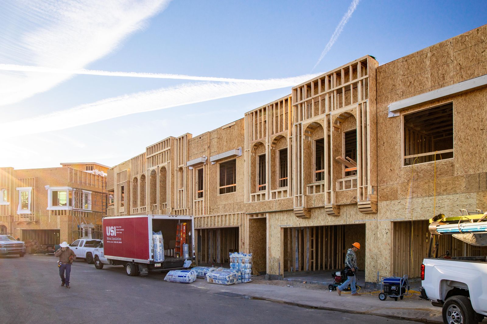 Townhomes with arched framing details
